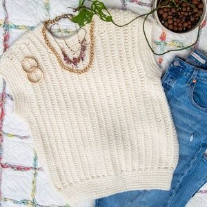 90s Handknit Crewneck Cropped Sweater Vest